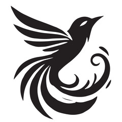 Fototapeta premium Silhouette of a bird on white background