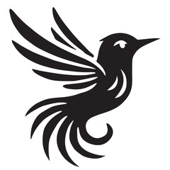 Silhouette of a bird on white background