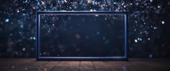Obraz premium Dark blue frame with glitter bokeh and light art , bokeh, starry sky, shimmer