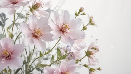 Delicate watercolor blooms on a soft white background ,  garden,  nature,  flowers