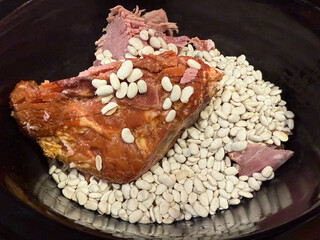 Leftover Bone In Ham In A Slow Cooker With Dry Beans
