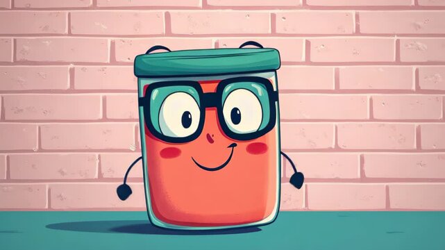 Delight in this humorous D cartoon showing a quirky glass with a fun design and vibrant textures.