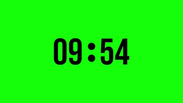 10 Minutes Countdown Timer Animation on Green Screen background. 4k video