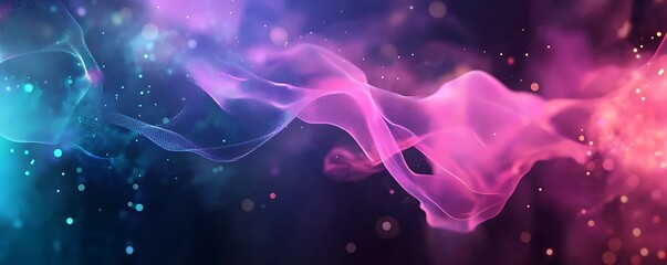 Fototapeta premium Abstract business advertisement with glowing data flow and digital elements, 