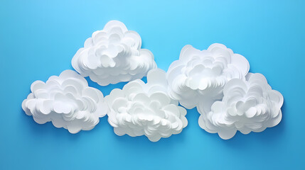 White paper clouds on a bright blue background. Clouded. Illustration