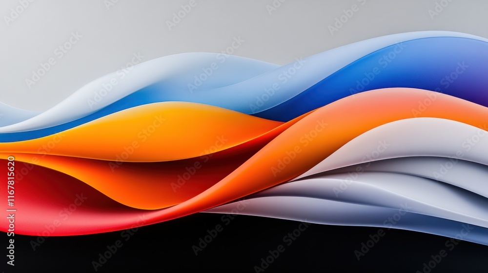 Poster abstract waves in vibrant colors creating a dynamic visual flow.