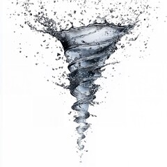 A mesmerizing vortex of water droplets spiraling in a tornado-like formation, showcasing the raw beauty of fluid dynamics. Created using generative AI.