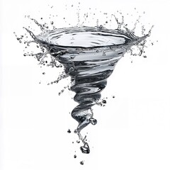 A mesmerizing vortex of water droplets spiraling in a tornado-like formation, showcasing the raw beauty of fluid dynamics. Created using generative AI.
