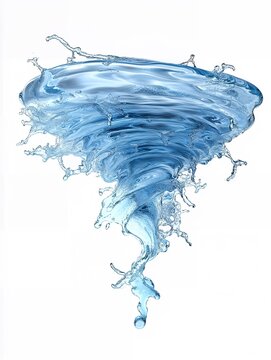 A mesmerizing vortex of water droplets spiraling in a tornado-like formation, showcasing the raw beauty of fluid dynamics. Created using generative AI.