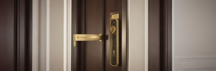 Obraz premium Hotel room key card unlocking door to luxurious suite, high end, keycard, door