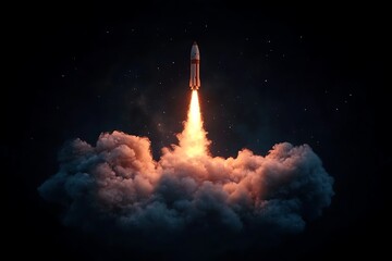 Fototapeta premium Space rocket launch 3D render 