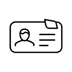 Simple line drawing of an identification card with a photo and personal information