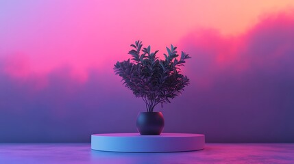 Fototapeta premium 3D render of modern abstract podium with gradient colors and dynamic light reflections 