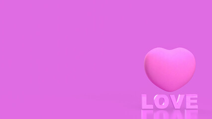 The Hearth and love text for valentine or wedding concept 3d rendering..