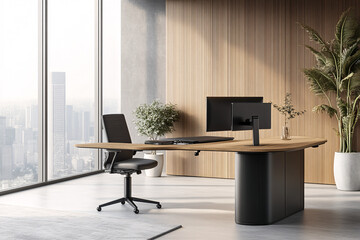 Fototapeta premium Modern office corner optimized for productivity and comfort