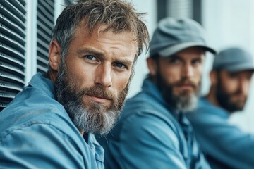 Capturing the resilience and camaraderie of workers in a bustling industrial setting during a vibrant afternoon