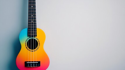 Obraz premium Rainbow Ukulele Against a White Background
