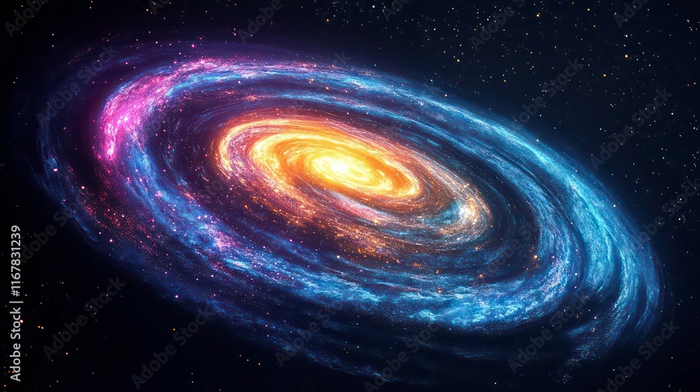 Wall mural a glowing spiral galaxy rendered in abstract neon patterns.