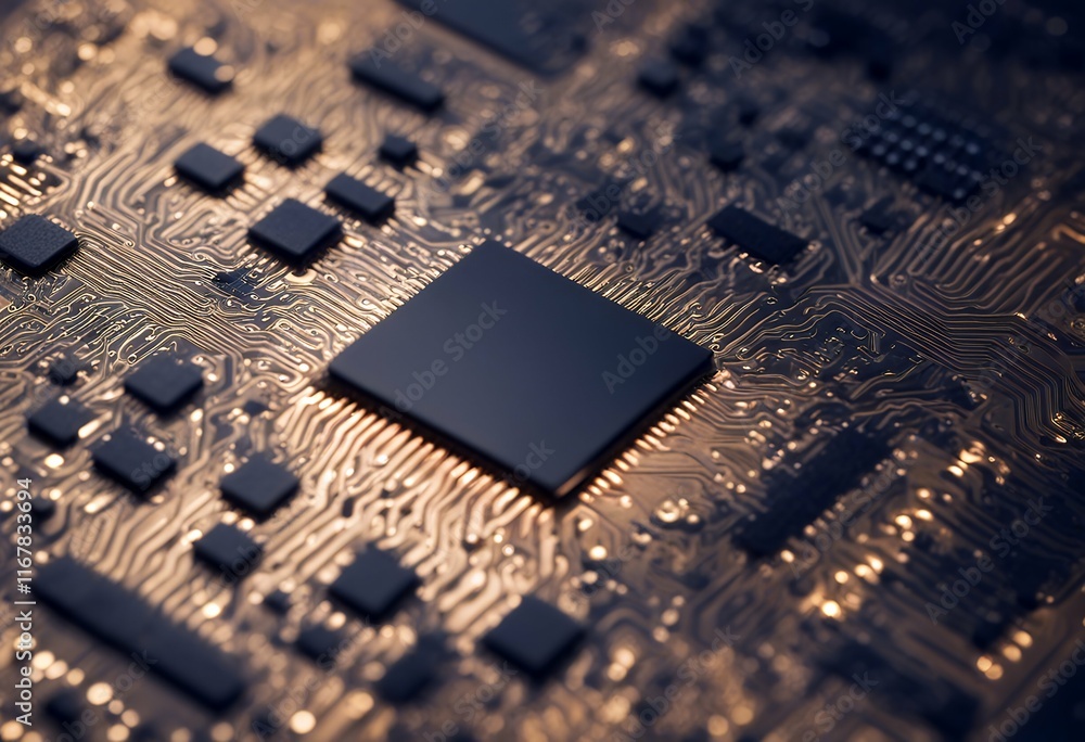 Poster future microchip board circuit ai intelligence artificial microchip ai chipset techno pcb