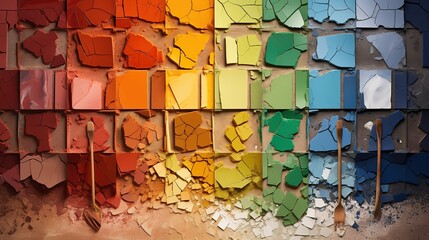 Parches brillantes de materiales de construcciÃ³n hÃ¡bilmente ensamblados en un Ãºnico bodegÃ³n en el que cada elemento destaca por su forma y color, creando una impresiÃ³n visual armoniosa