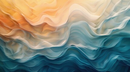 Horizontal waves background in hues of light blue, dark amber, and eggshell, abstract and vibrant
