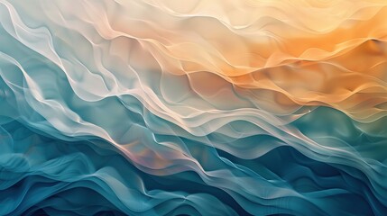 Horizontal waves background in hues of light blue, dark amber, and eggshell, abstract and vibrant
