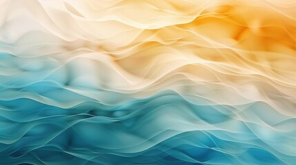 Horizontal waves background in hues of light blue, dark amber, and eggshell, abstract and vibrant