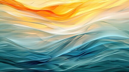 Horizontal waves background in hues of light blue, dark amber, and eggshell, abstract and vibrant