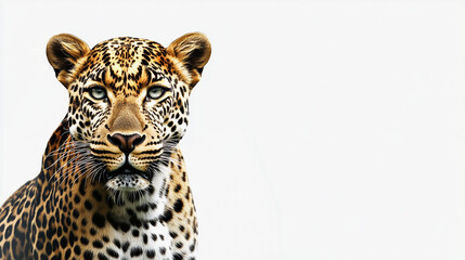 Fototapeta premium Realistic leopard with white background for graphic design