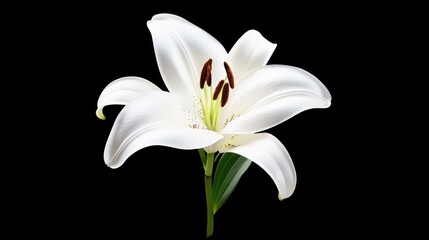 Obraz premium A beautiful white lily flower against a black background.