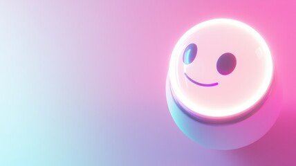 Fototapeta premium Artificial Intelligence Chatbot Concept. A glowing smiley face in pastel colors, radiating positivity and joy.