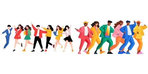 In Row Dance Run in Korea, A vibrant group of dancers showcases energetic movements and colorful outfits, embodying joy and creativity in a synchronized display.