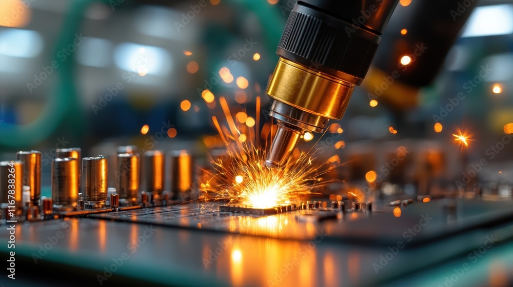 Poster this dynamic image captures the intensity of precision work as sparks fly during a process on a circ