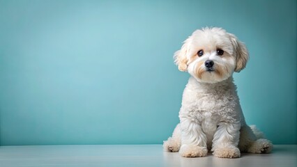 Obraz premium Adorable puppy photoshoot: cute dog in diaper, charmingly capturing innocent playfulness.