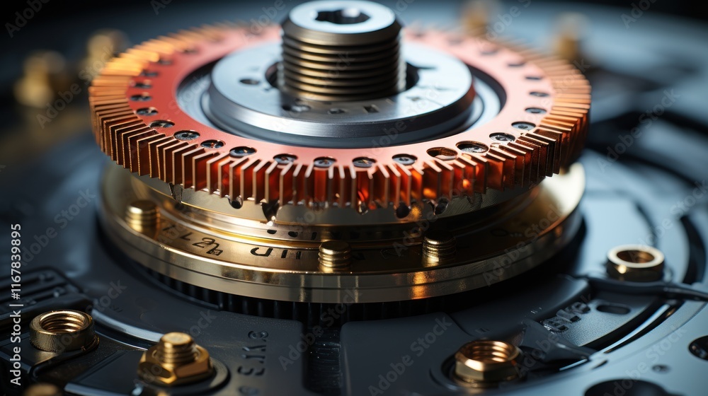Poster intricate clockwork mechanism: a detailed close-up of gears and components