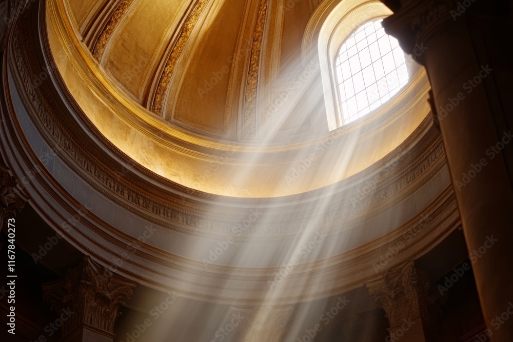Poster sunbeam shines through a window in a building