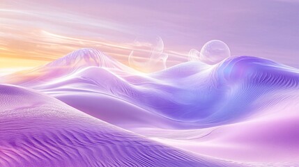 Fantasy Desert with Vibrant Sand Dunes, Mirages, and Abstract Floating Shapes