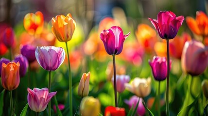 Vibrant spring tulips in bloom capturing nature's beauty and colorful blossoms