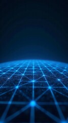 Obraz premium Blue Grid With Glowing Lines On A Dark Background