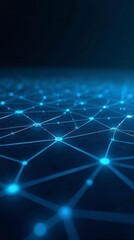 Obraz premium Blue Grid With Glowing Lines On A Dark Background