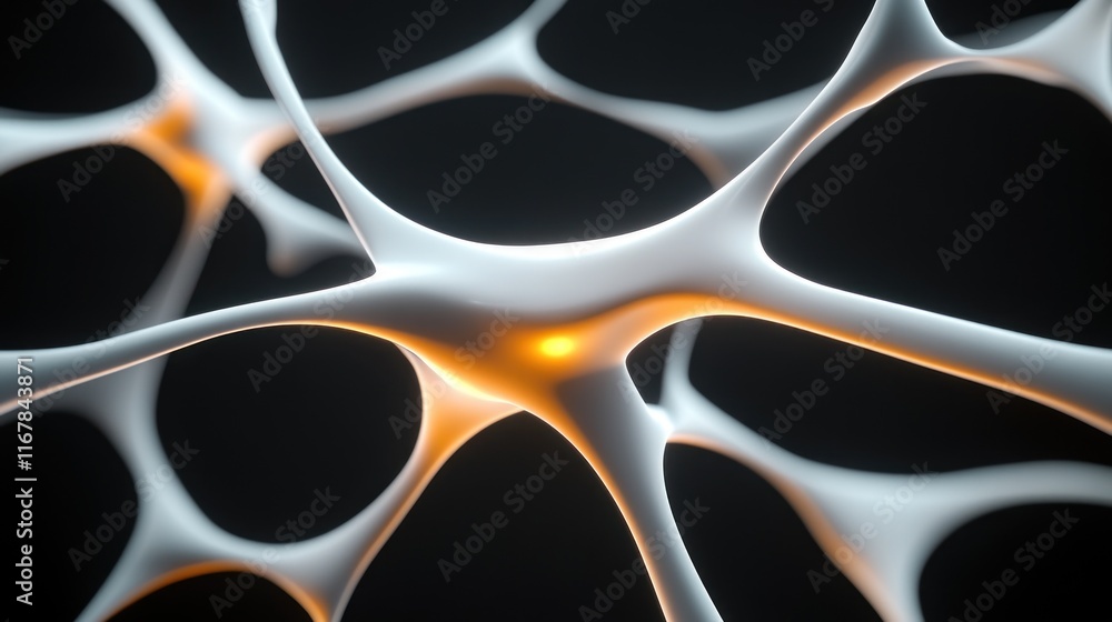Poster abstract representation of interconnected neurons with glowing nodes.
