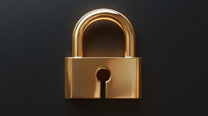 Fototapeta premium Golden padlock on black background.
