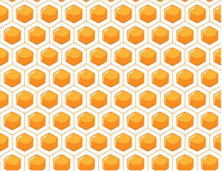 Vector illustration of a seamless honey-filled honeycomb pattern in orange. Isolated stock image perfect for backgrounds, wallpaper, and designs related to honey, bees, and nature themes texture