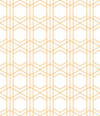 Vector illustration of a seamless hexagonal honeycomb pattern in orange. Isolated stock image perfect for backgrounds, wallpaper, and designs related to honey, bees, and nature themes