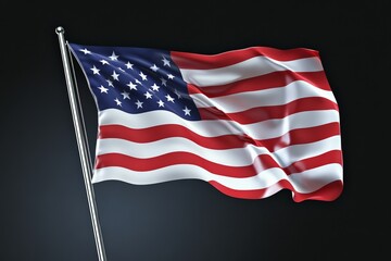 Obraz premium Large American flag is waving in the wind