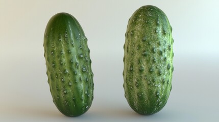 Fresh cucumbers displayed side by side on a neutral background, showcasing their vibrant green color and unique texture