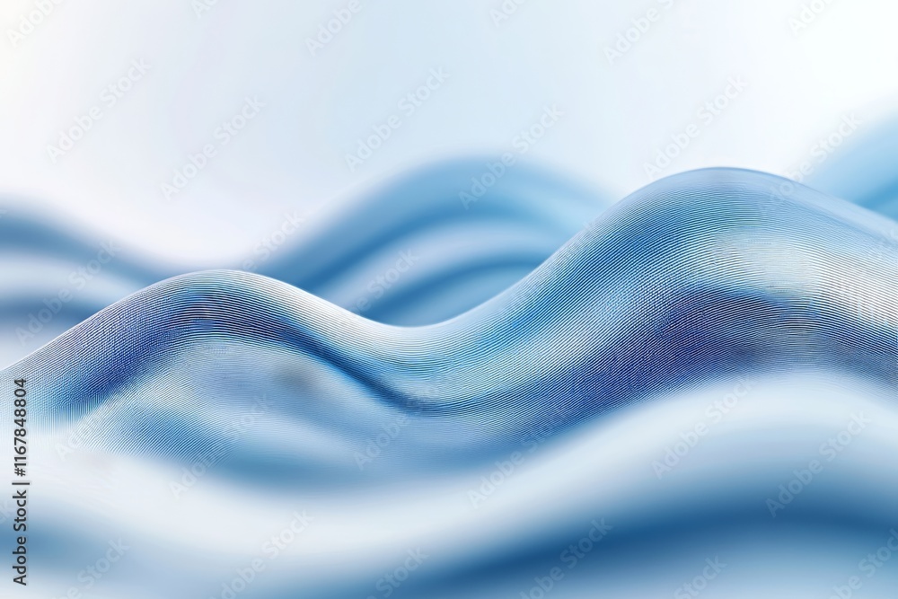 Poster blue wave with a pattern of lines