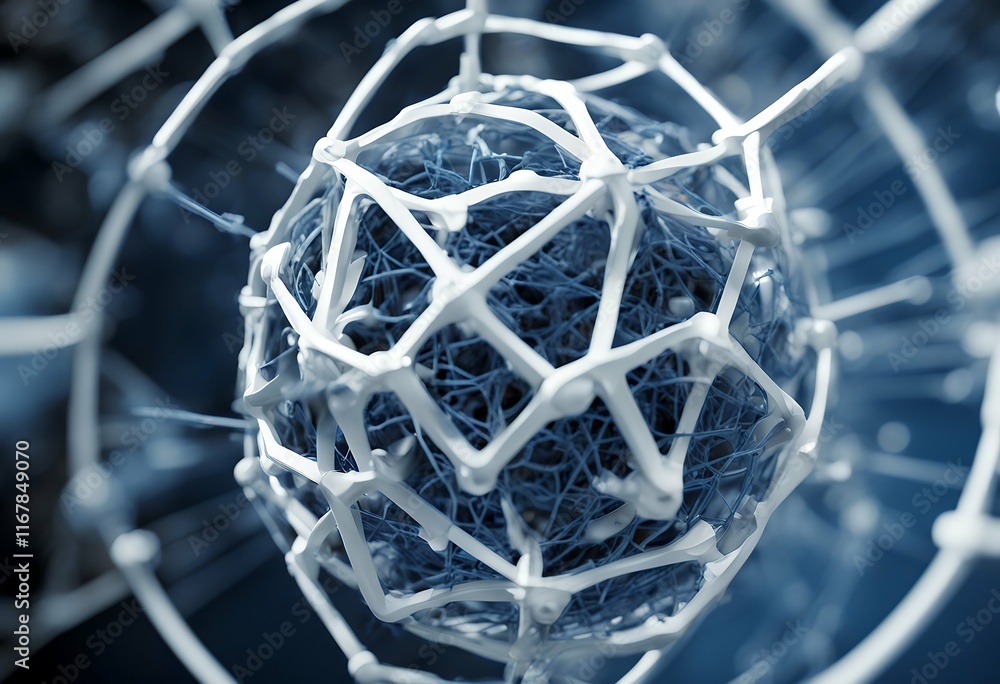 Poster design abstract blue illustration design sphere white structure 3d network connection