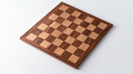 Intricate wooden chess board resting on a flat surface, ready for an intense game of strategy and skill