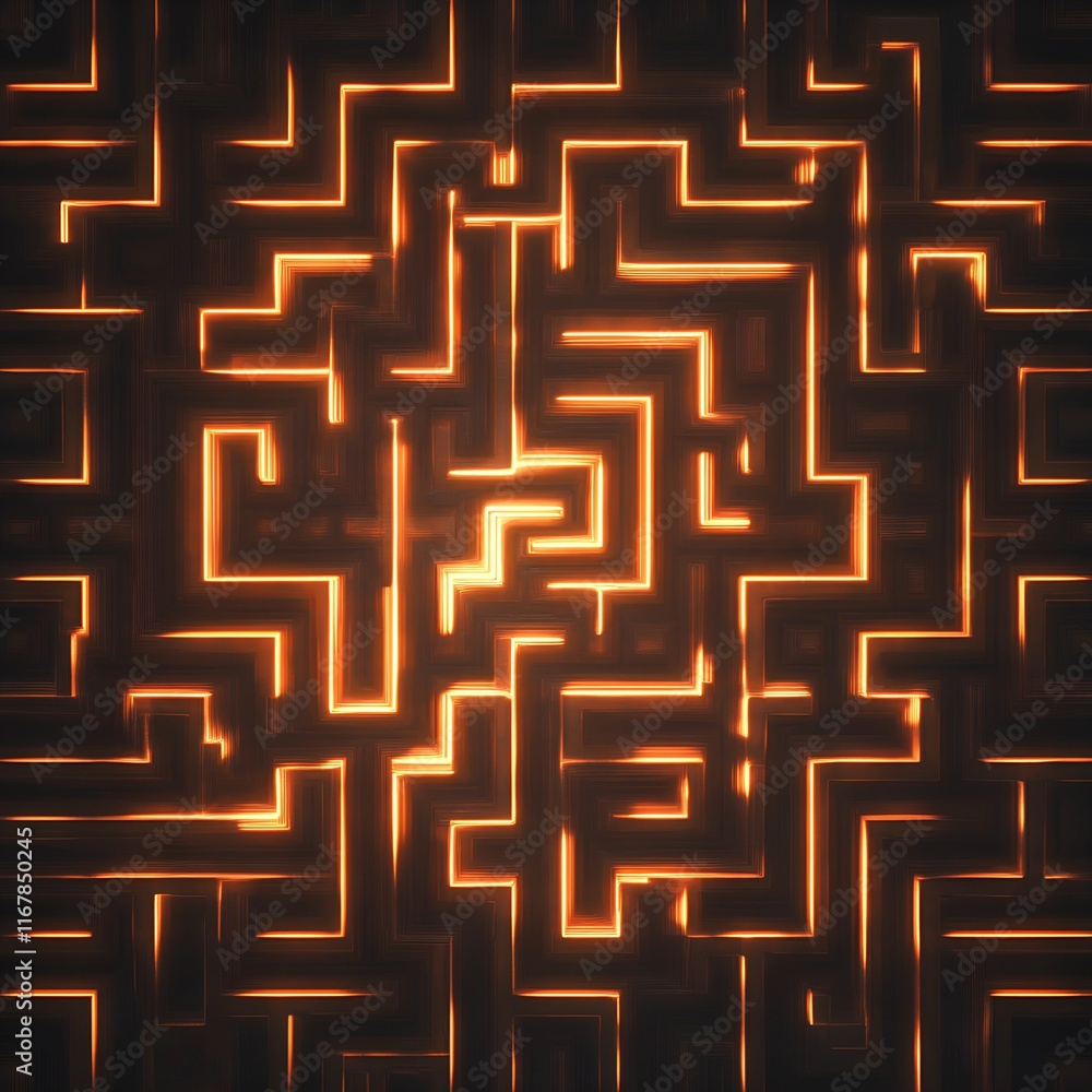 Poster surreal glowing lines pattern art print
